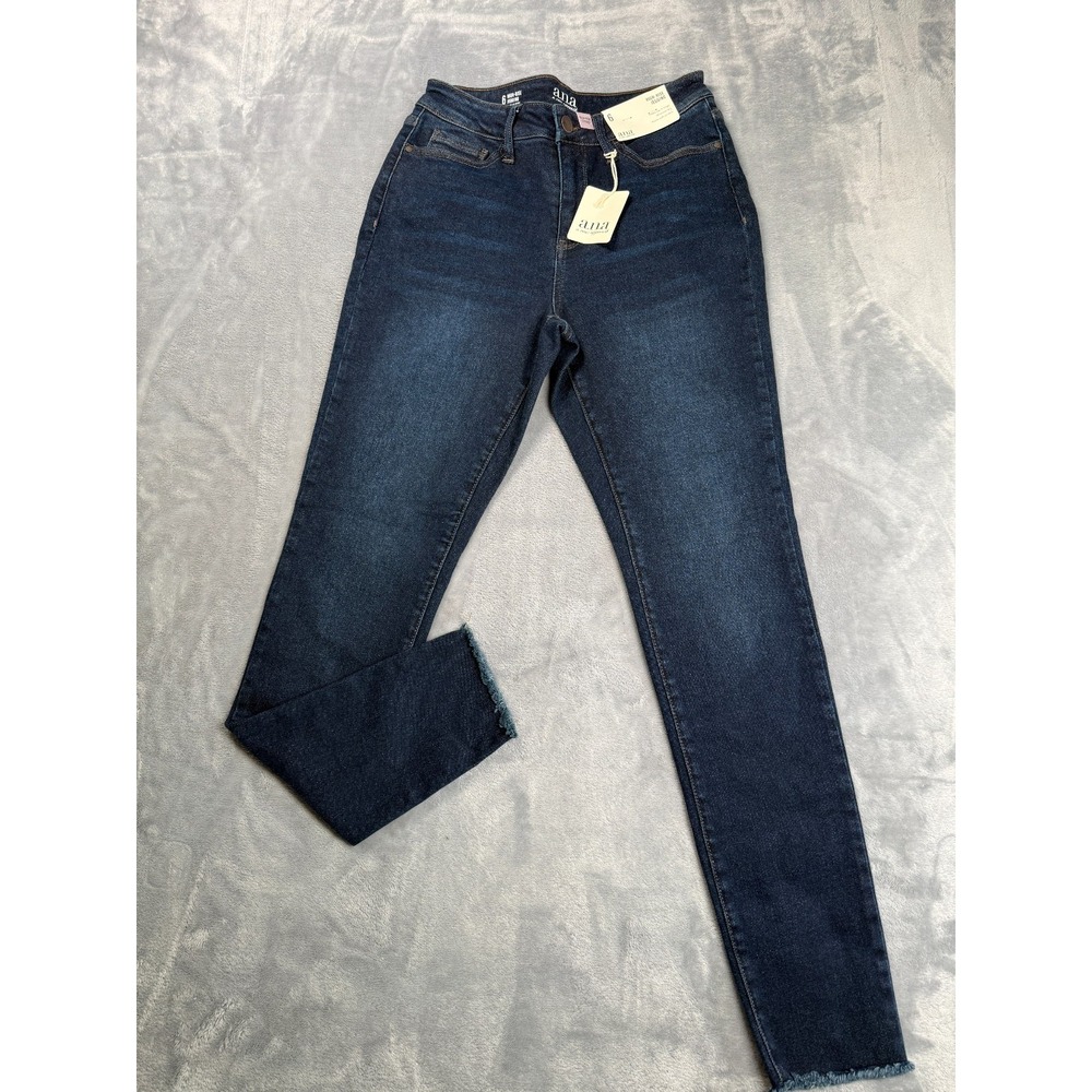 a.n.a High Rise Jegging Jeans Women 6 Blue Denim Soft Stretch Skinny Leg Raw Hem